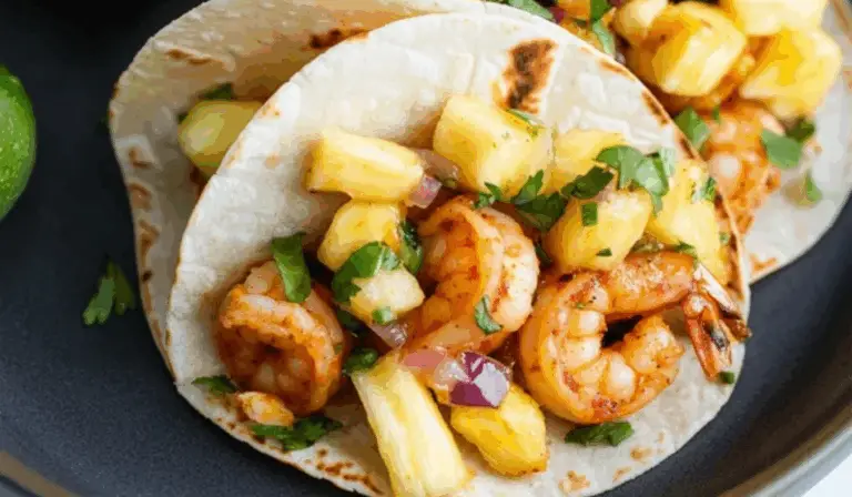 Chipotle Shrimp Jicama Tacos with Pineapple Salsa
