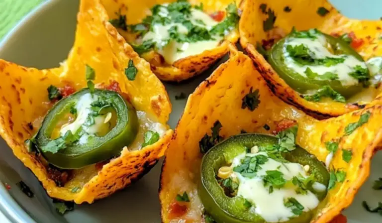Crispy Cheesy Keto Taco Cups with Jalapeño Cilantro Sauce