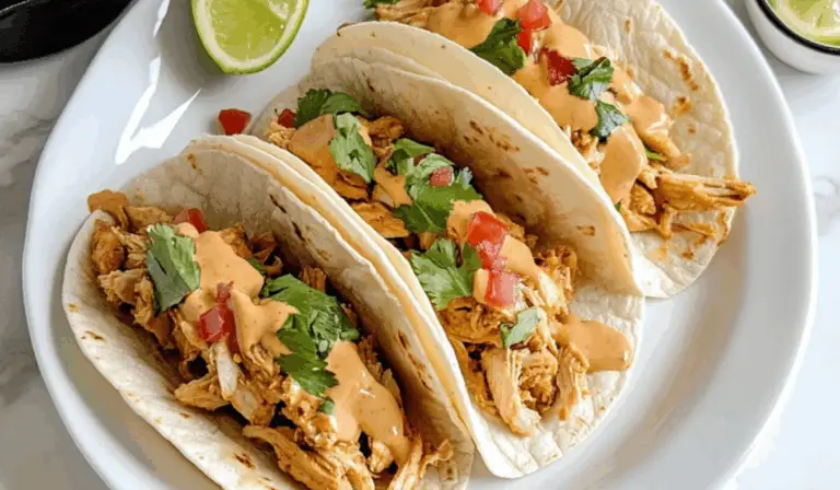 Slow Cooker Chicken Tacos with Chipotle Sour Cream Sauce