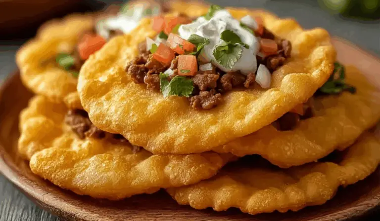 Golden Fry Bread Tacos with Savory Chicken or Beef: A Native American-Inspired Delight