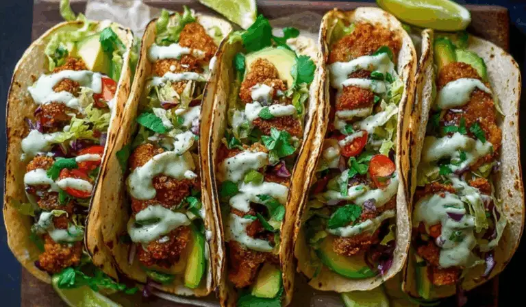Crispy Chicken Tacos with Avocado Buttermilk Ranch