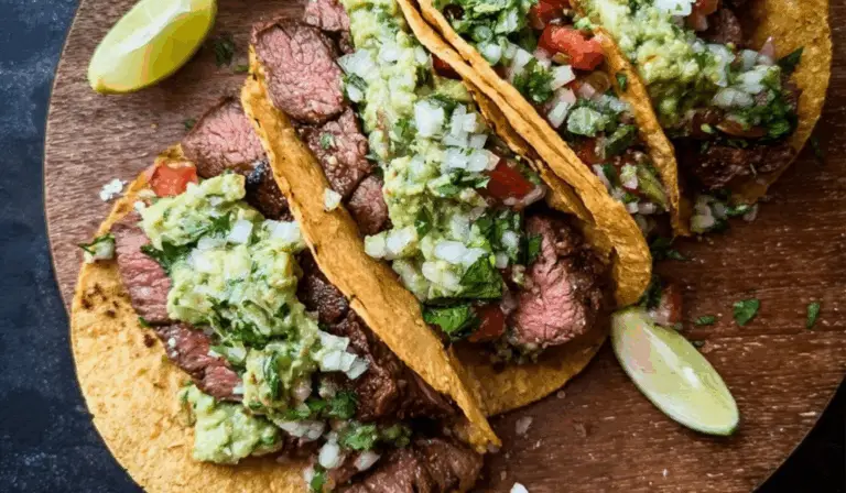 Zesty Grilled Steak Tacos with Creamy Avocado-Tomatillo Salsa