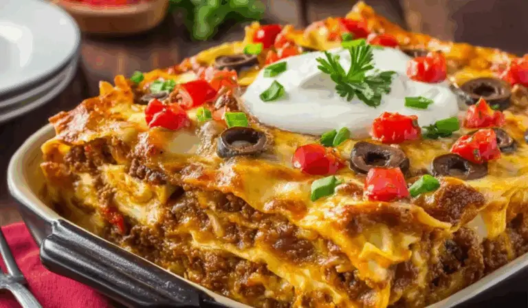 Mexican-Style Beef Lasagna with Roasted Red Pepper Salsa