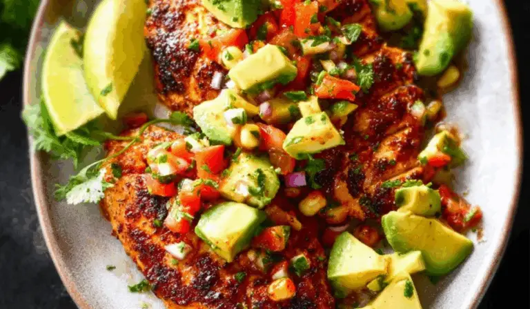 Fiesta Lime Chicken with Creamy Avocado Corn Salsa: A Zesty Meal You’ll Make Again and Again